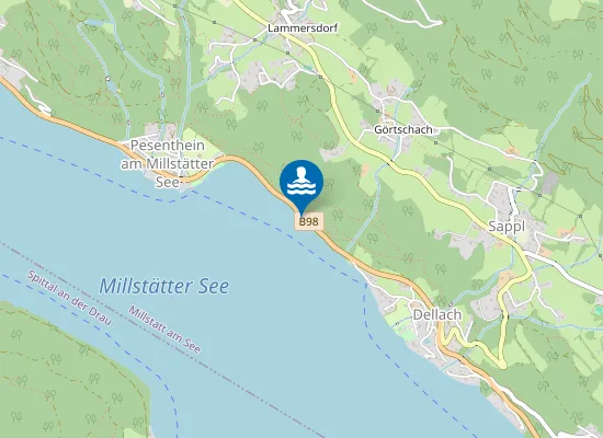 Map of Freier Seezugang Millstättersee nahe Schiffsanlegestelle Dellach-Sappl