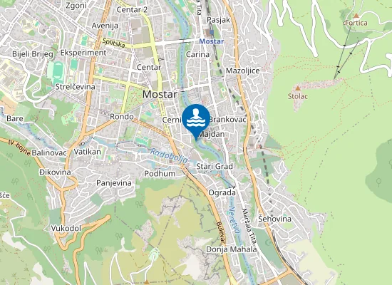 Map of Plaža Pehlivanuša Cernica MOSTAR