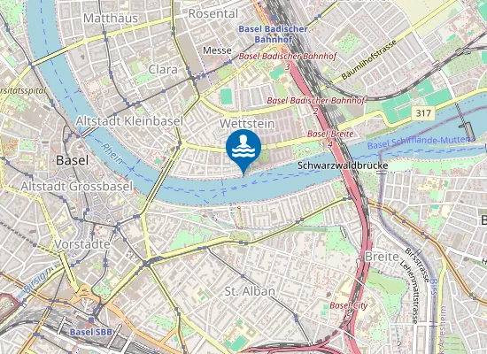 Map of Einstiegstelle Basler Rheinschwimmen