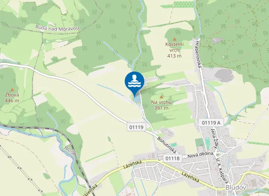 Map of Koupaliště Vlčí Důl