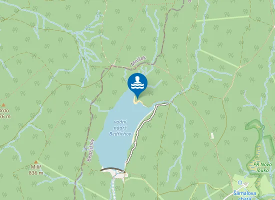 Map of nudistická pláž