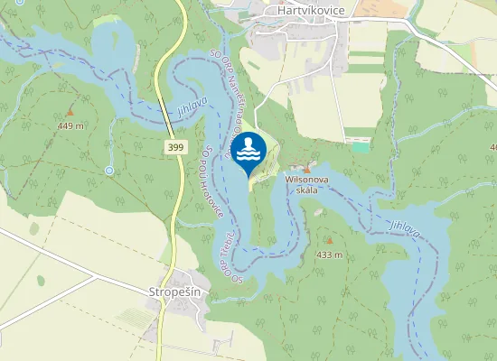 Map of Pláž Dalešice - Wilsonka