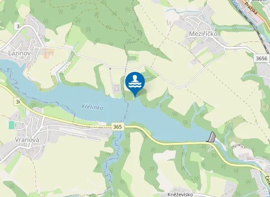 Map of nudapláž Křetínka