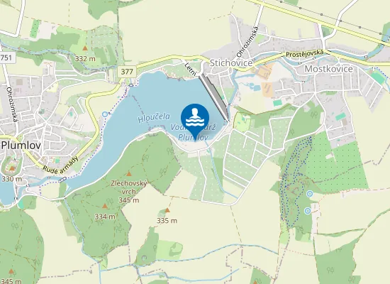Map of Pláž u vrbiček