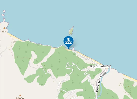 Map of Hiliadou Nudist Beach