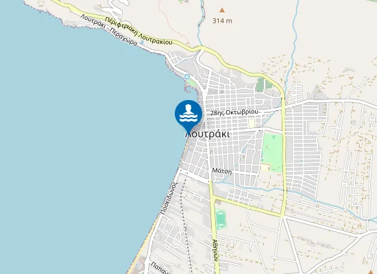 Map of Loutraki blue flag beach