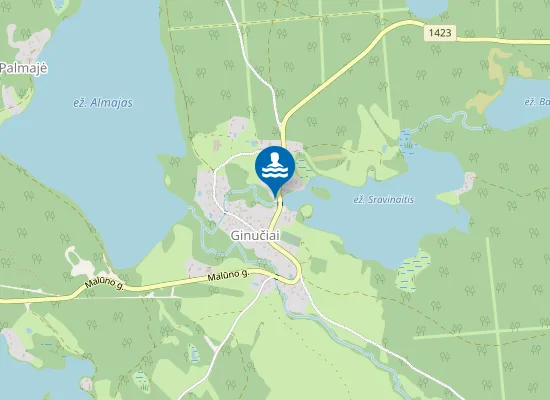 Map of Ginučių vandens malūno paplūdimys