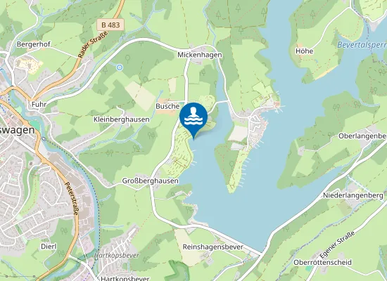 Map of BEVERTALSPERRE CAMPINGPLATZ II