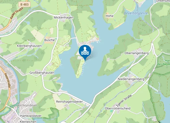 Map of BEVERTALSPERRE CAMPINGPLATZ I