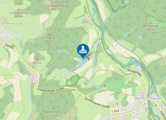 Map of ESMECKE STAUSEE EINBERGSEE BADESTELLE