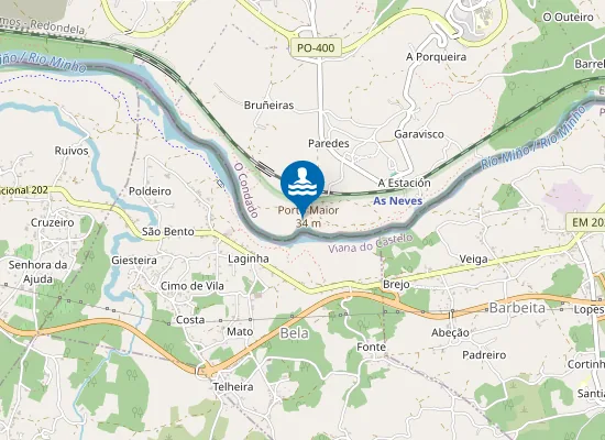 Map of Praia fluvial de Portomaior