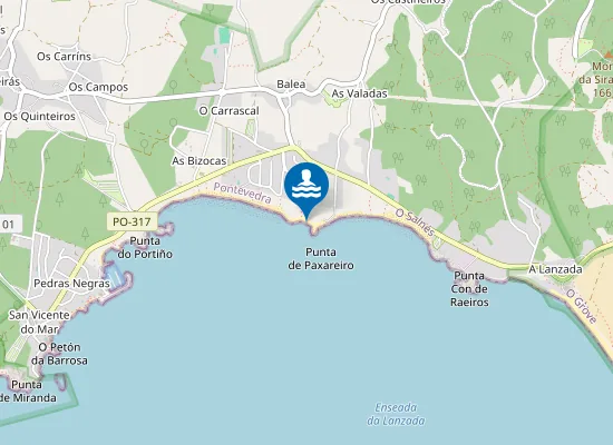 Map of Praia do Pozo de Paxareiro