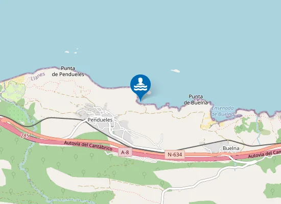 Map of playa de Pendueles o Castiellu