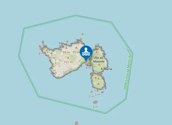 Map of Praia De Area Das Cunchas