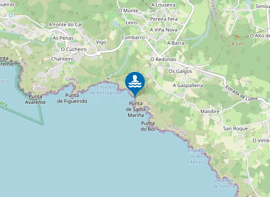 Map of Praia Da Ribeira De Santa Mariña