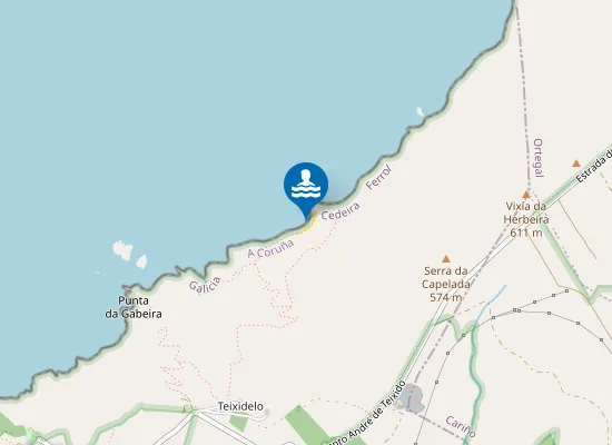 Map of Praia De Area Negra De Teixidelo