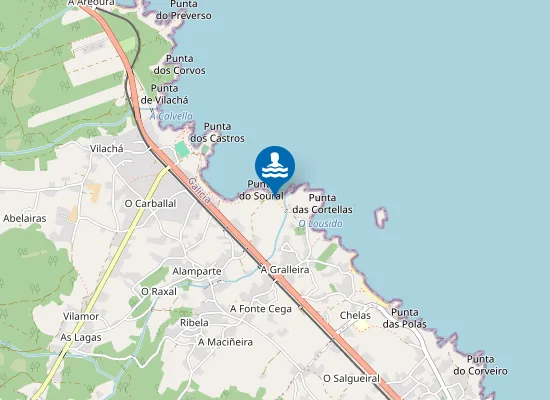 Map of Praia do Peloural de Riosmar