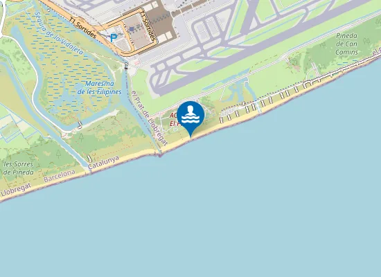 Map of Platja del Remolar. Platja naturista