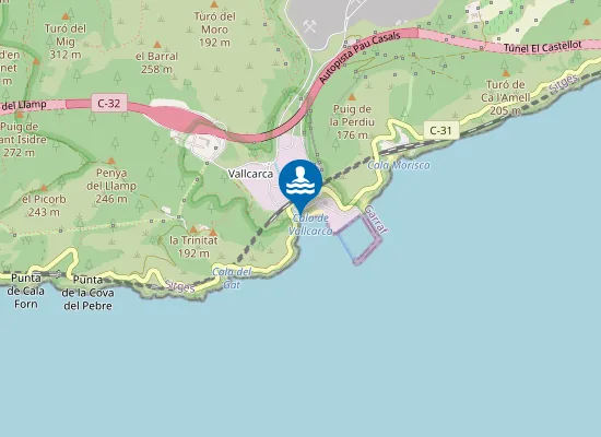 Map of Platja Riera de Vallcarca