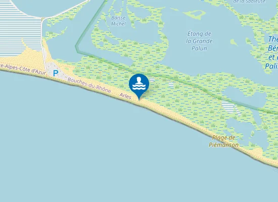 Map of Zone naturiste de la plage de Piémanson