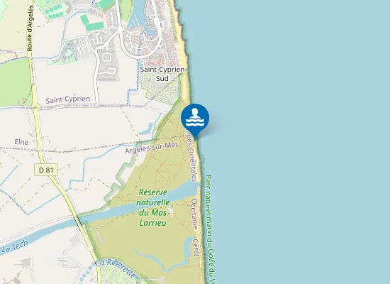 Map of Plage naturiste du Bocal du Tech