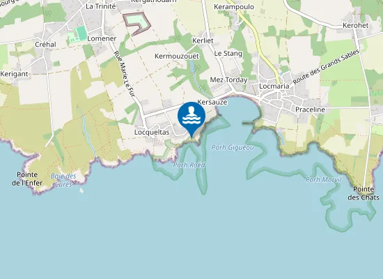 Map of Plage de Porz ar Roed