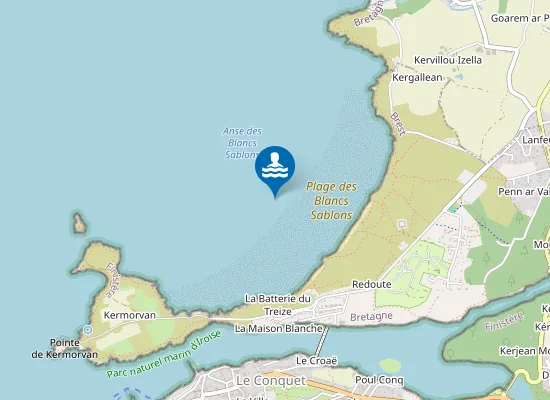 Map of Plage des Blancs Sablons