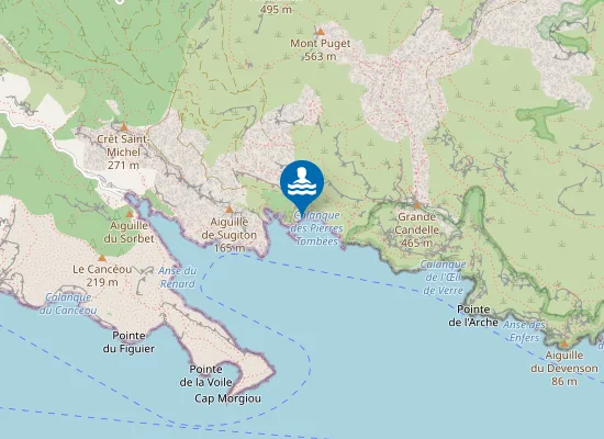 Map of Plage naturiste des Pierres Tombées