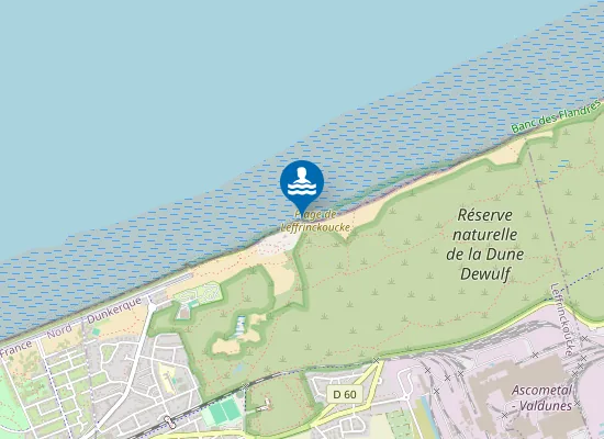 Map of Plage de Leffrinckoucke