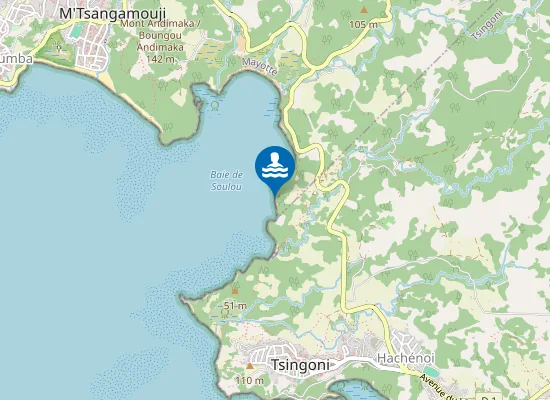 Map of Plage des ésprits / M'Tsanga Guini