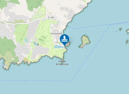 Map of Plage du Petit Sperone