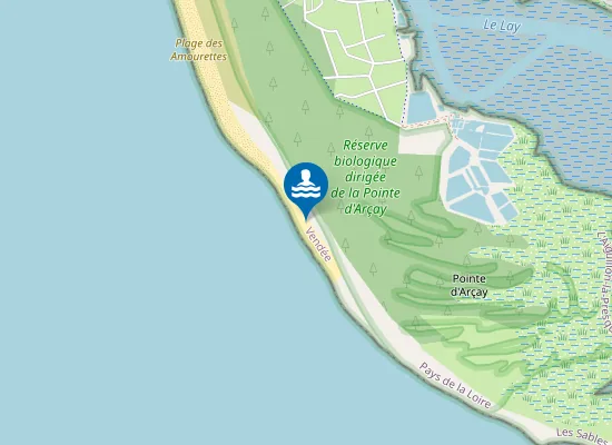 Map of Plage naturiste de la Pointe d'Arçay