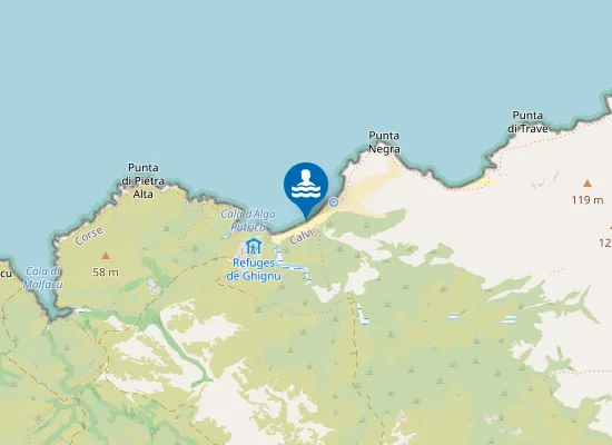 Map of Plage de Ghignu