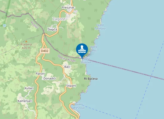 Map of Stupova beach