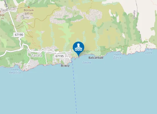 Map of Nudist Beach Zavala - FKK