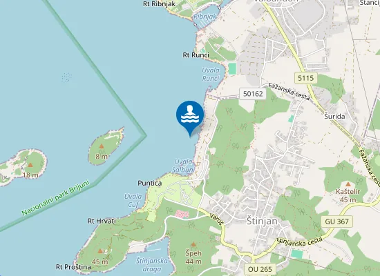 Map of Puntižela beach