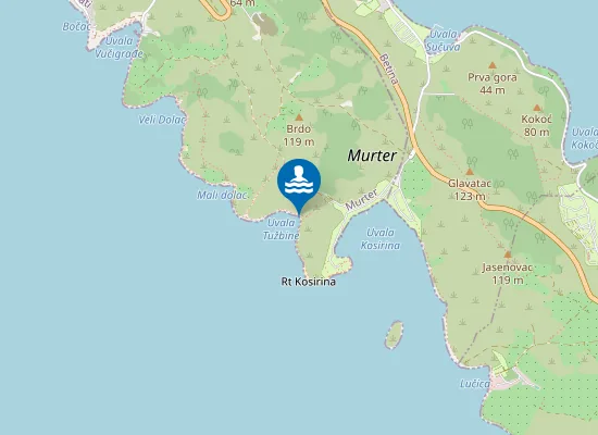 Map of Kosirina nudist beach