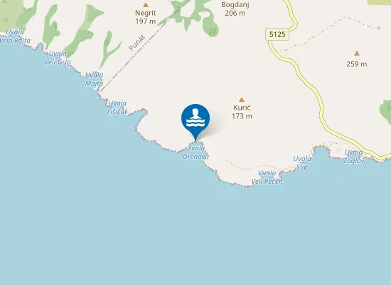 Map of Drenova beach