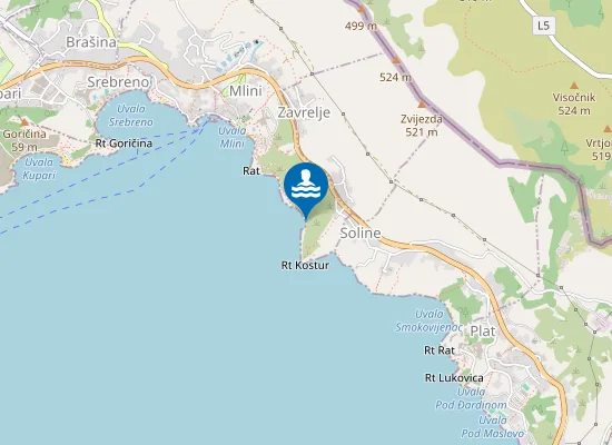 Map of Nudistička plaža Beterina