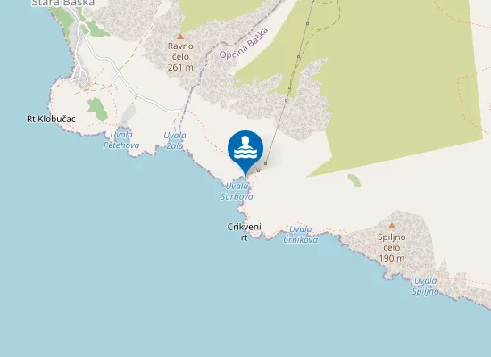 Map of Surbova beach, Sunset beach