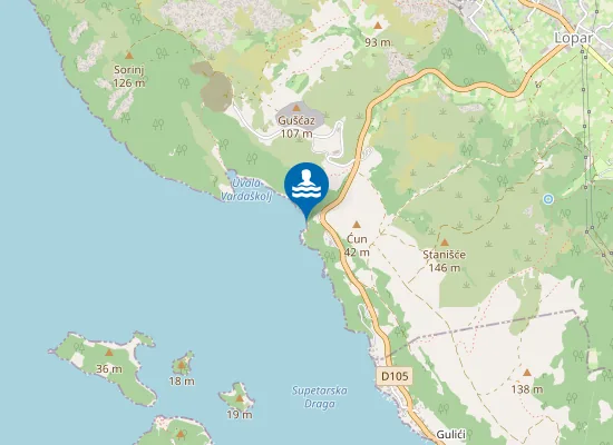 Map of Kozica beach