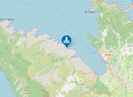Map of Pošta beach
