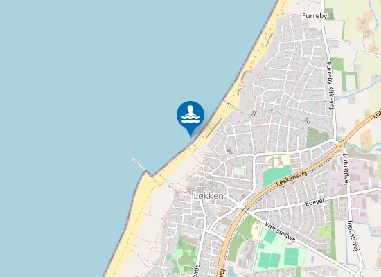 Map of NORDRE STRANDVEJ, UD FOR NEDKØRSEL