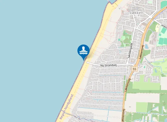 Map of NY STRANDVEJ, UD FOR NEDKØRSLEN