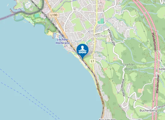 Map of BODENSEE, STRANDBAD LOCHAU