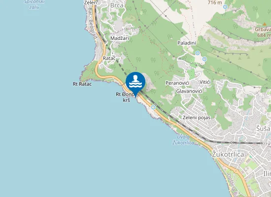 Map of Crvena plaža