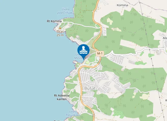 Map of Utjeha Beach "Uvala Maslina"