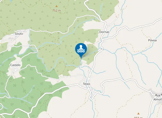 Map of Praia Fluvial do Teixo ou das Dornas