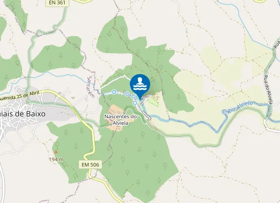 Map of Praia Fluvial dos Olhos d'Água do Alviela