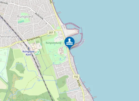 Map of OFF. BADESTRAND VED RUNGSTED ROKLUB